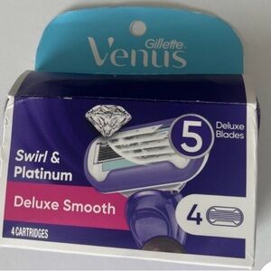 Gillette Venus Swirl & Platinum Deluxe Smooth Razor Blades 4 carts